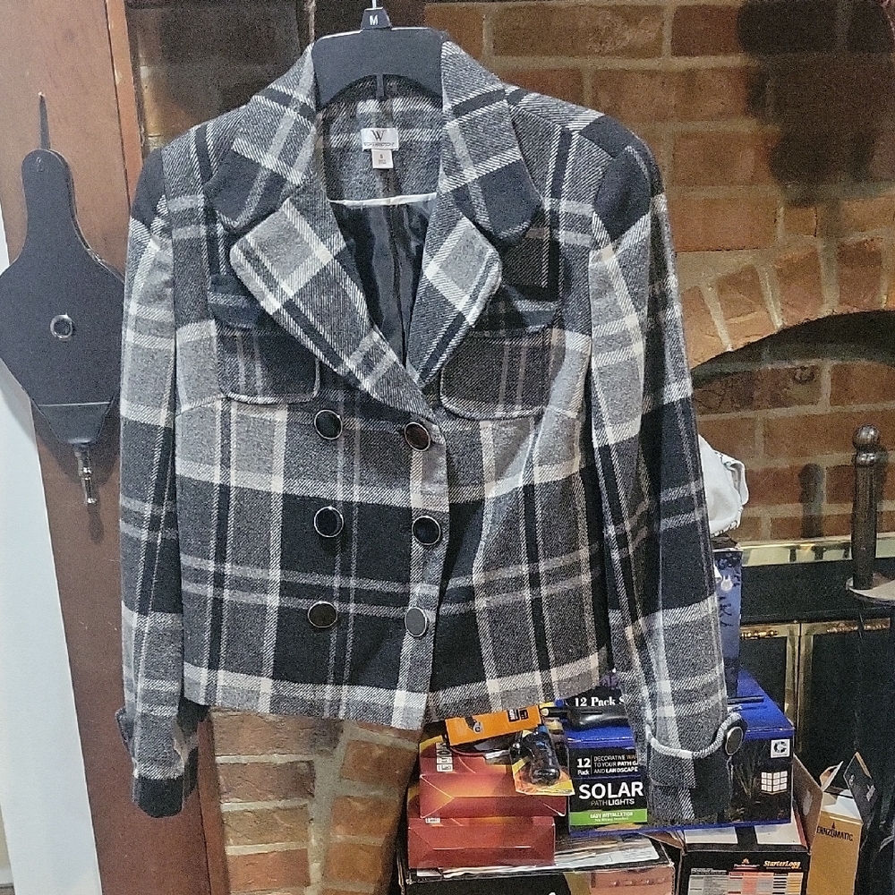 Worthington Black and Gray Plaid Blazer